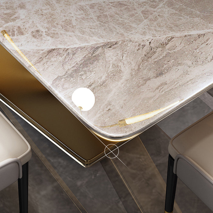 Modern Gray Kitchen Dining Set Sintered Stone Rectangle Shape Dining Set with Pedestal