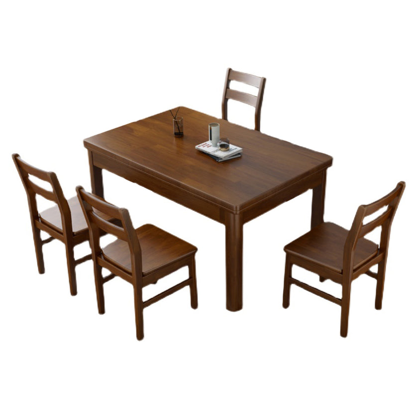 Fixed Traditional Solid Wood Top Kitchen Table Set of Brown Legs Base for Dining Room
