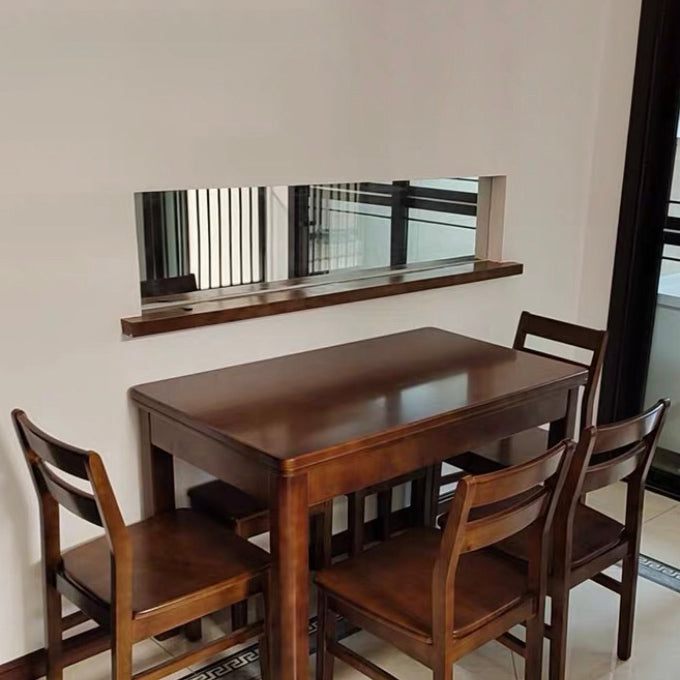 Fixed Traditional Solid Wood Top Kitchen Table Set of Brown Legs Base for Dining Room