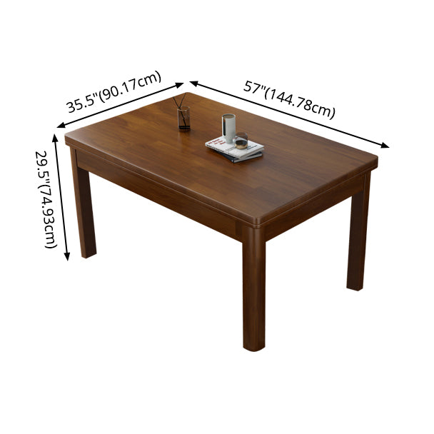 Fixed Traditional Solid Wood Top Kitchen Table Set of Brown Legs Base for Dining Room