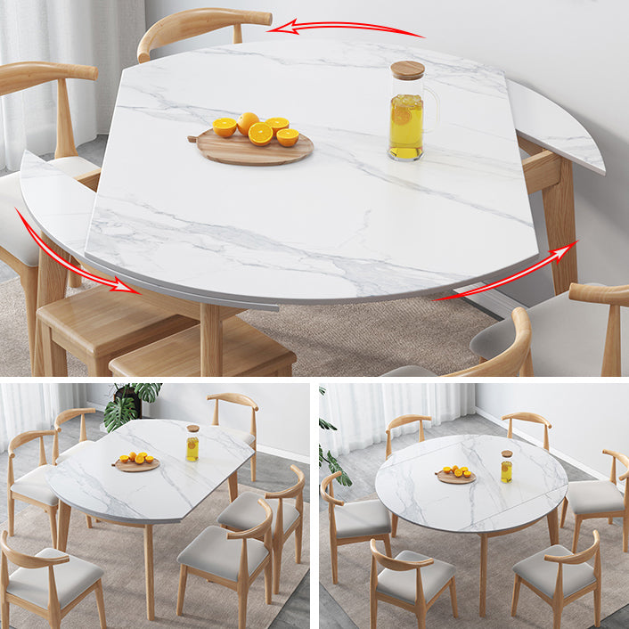 Modern Sintered Stone Dining Room Set with Round Table and Wooden Base Dining Table Furniture