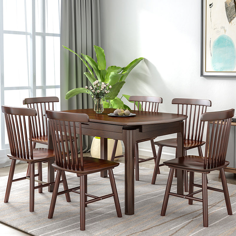 Modern Solid Wood Round Dining Room Set Space-Saving Design Dining Table Furniture