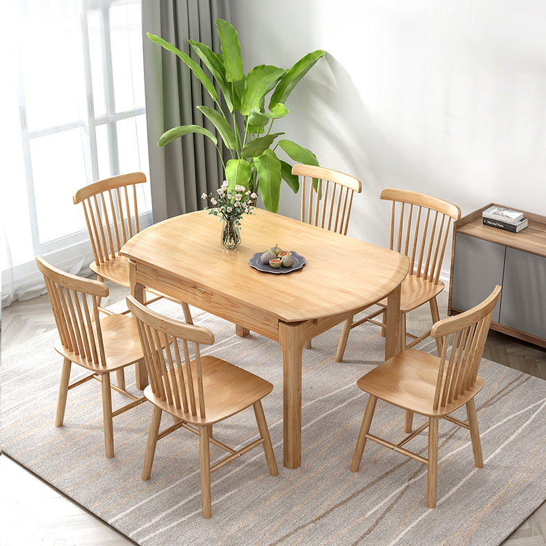 Modern Solid Wood Round Dining Room Set Space-Saving Design Dining Table Furniture