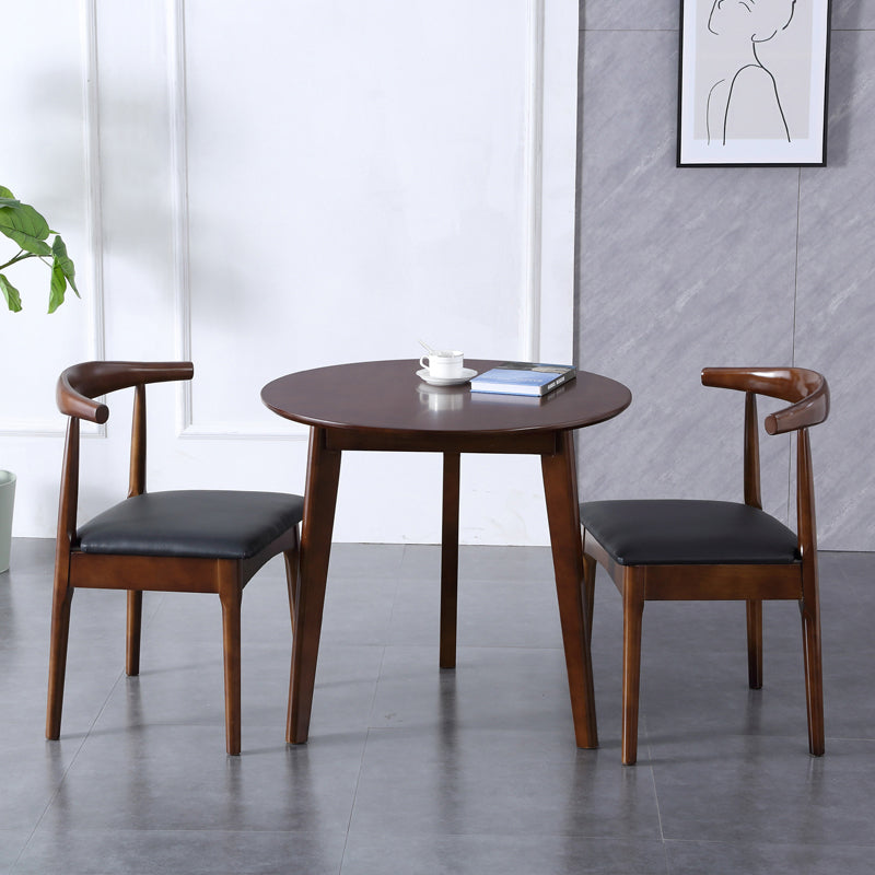 Modern Style Solid Wood Brown Dining Room Set with Round Table Formal Dining Table Furniture