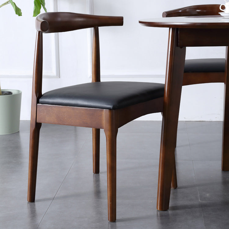 Modern Style Solid Wood Brown Dining Room Set with Round Table Formal Dining Table Furniture