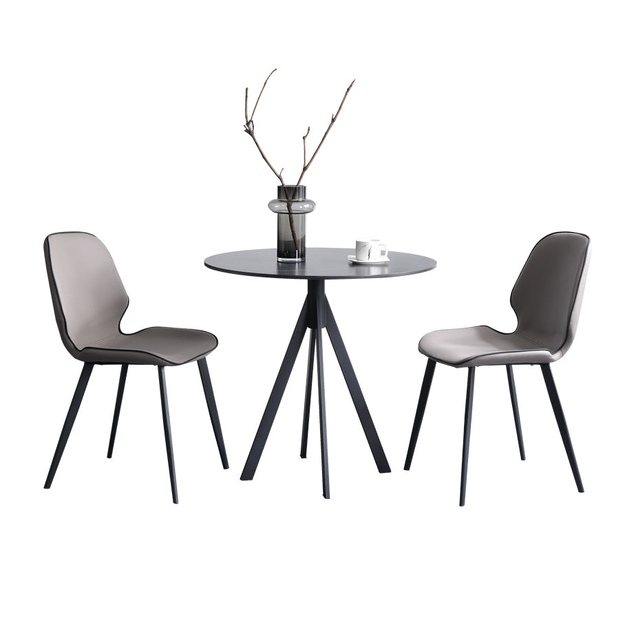 Modern Style Sintered Stone Black Dining Room Set with Round Table Formal Dining Table Furniture