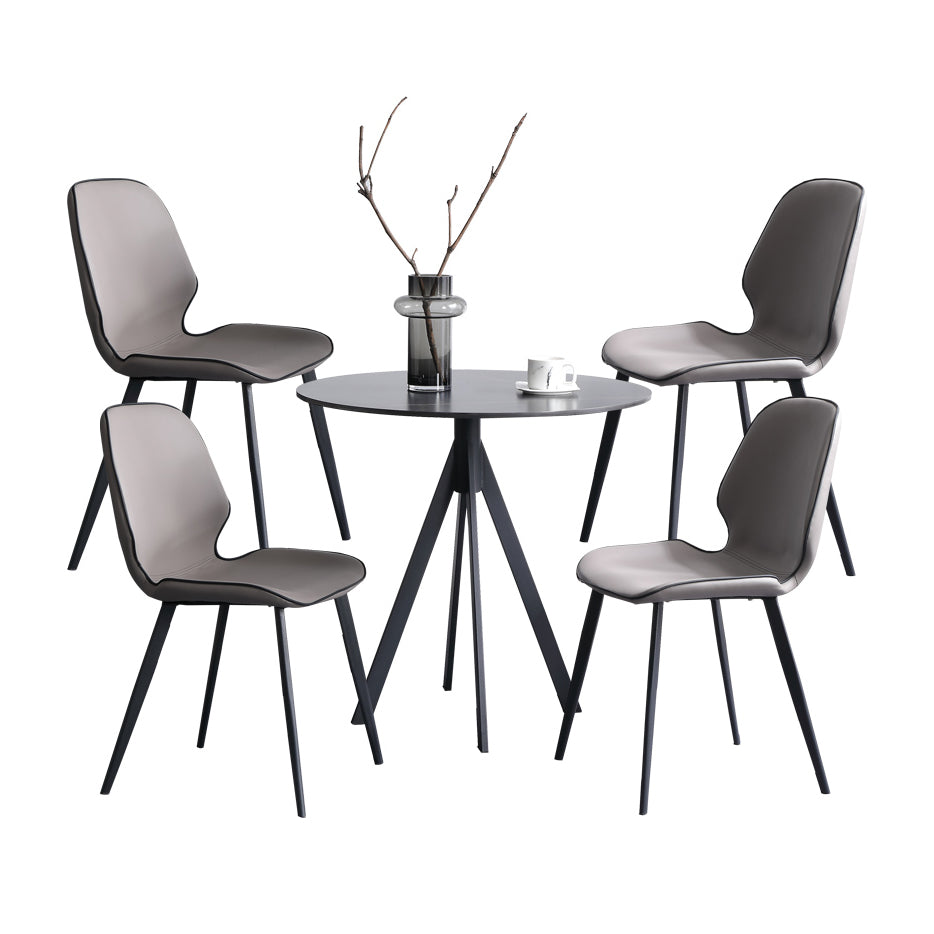 Modern Style Sintered Stone Black Dining Room Set with Round Table Formal Dining Table Furniture