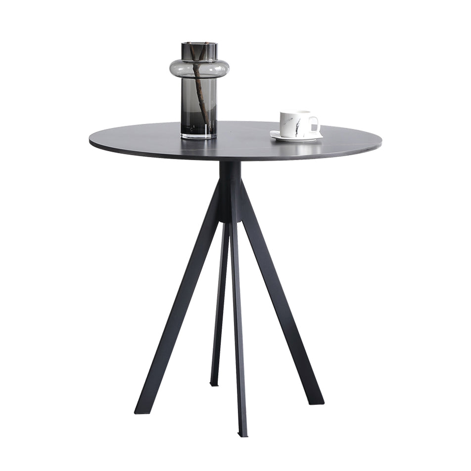 Modern Style Sintered Stone Black Dining Room Set with Round Table Formal Dining Table Furniture