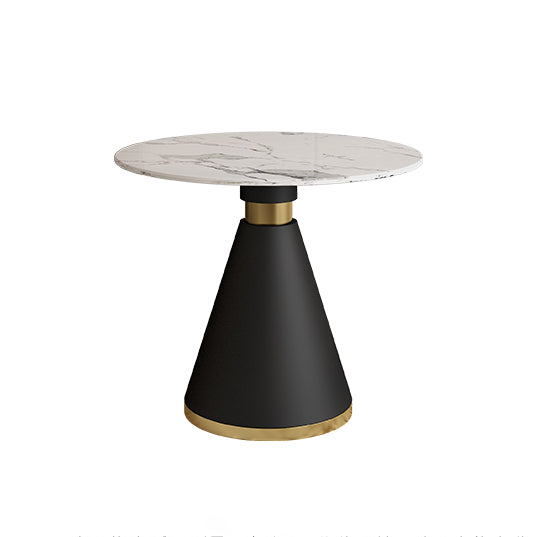Glam Sintered Stone Dining Room Set with Round Table and Black Leg Dining Table Furniture