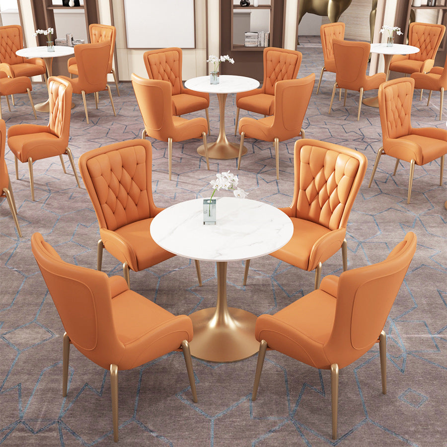 Glam Style Sintered Stone Dining Room Set Standard Height with Gold Base Dining Set