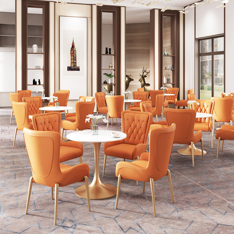 Glam Style Sintered Stone Dining Room Set Standard Height with Gold Base Dining Set