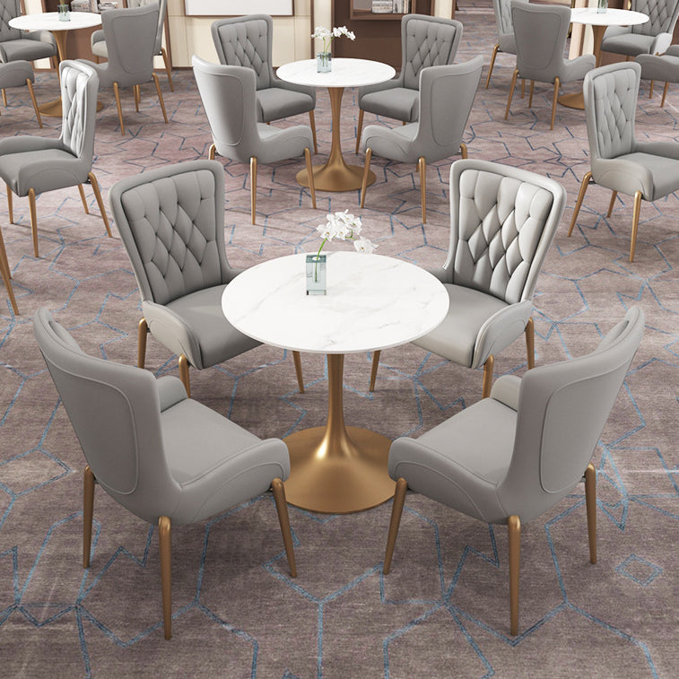 Glam Style Sintered Stone Dining Room Set Standard Height with Gold Base Dining Set