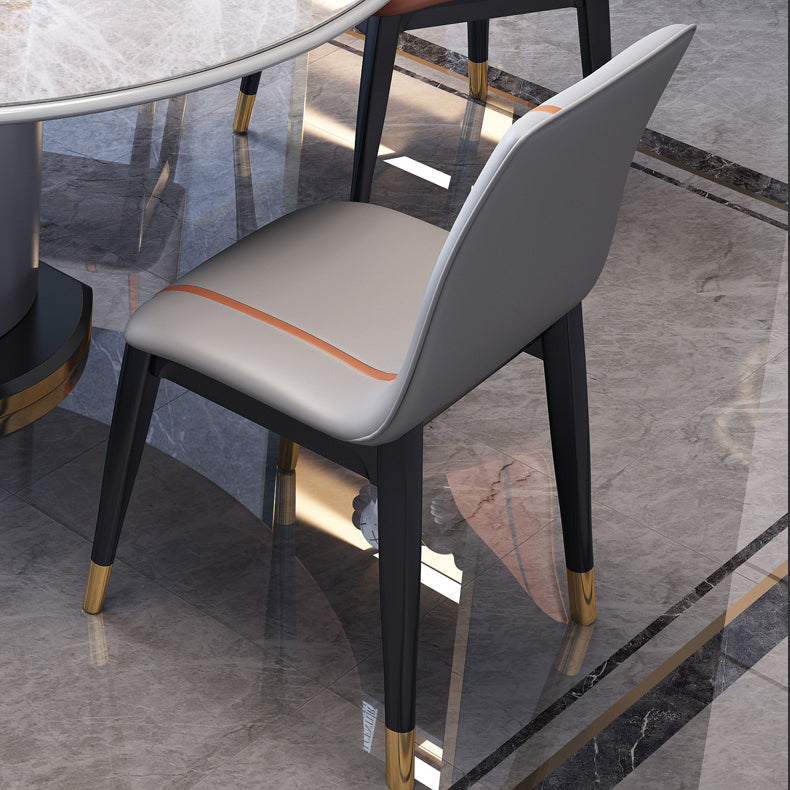 Foldable Modern Sintered Stone Dining Room Set with Round Top and Pedestal Base Furniture