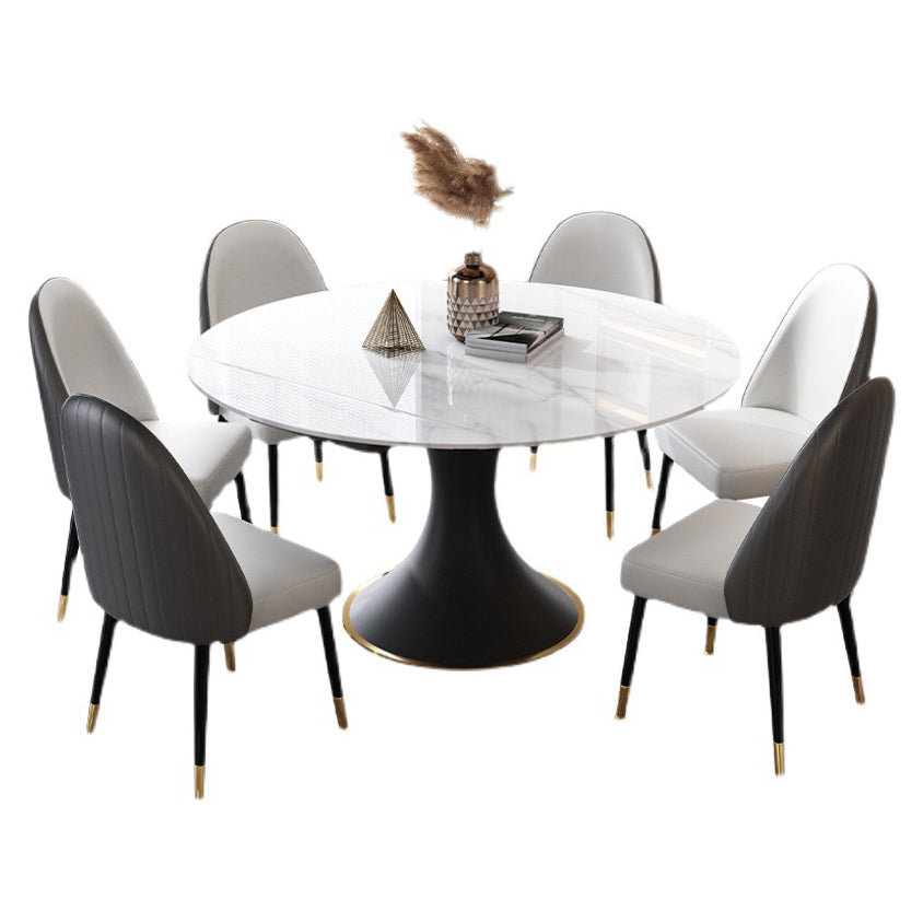Modern Foldable Sintered Stone Dining Room Set with Black Base Dining Furniture for Home Use