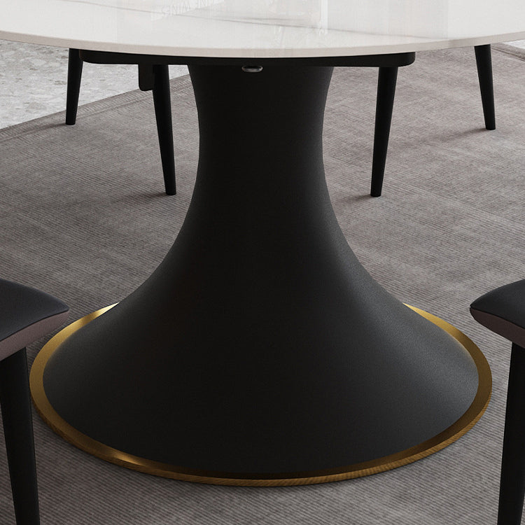 Modern Foldable Sintered Stone Dining Room Set with Black Base Dining Furniture for Home Use