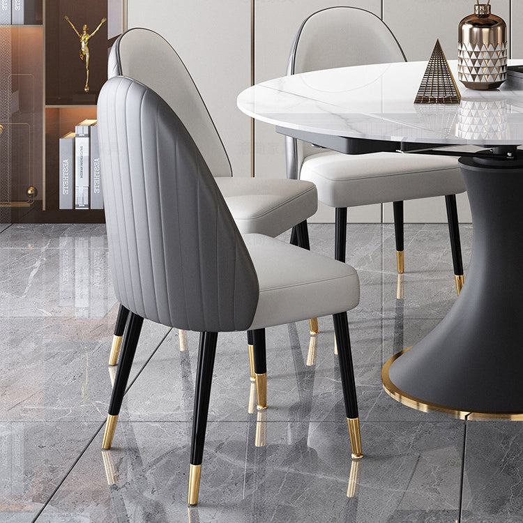 Modern Foldable Sintered Stone Dining Room Set with Black Base Dining Furniture for Home Use