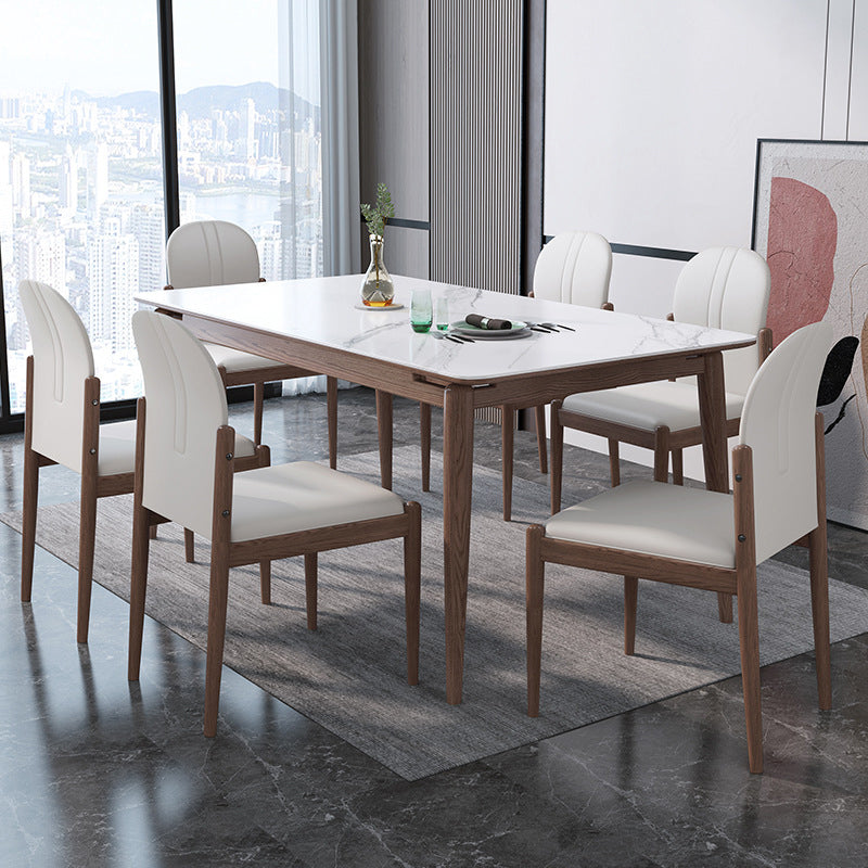 Modern Kitchen Dining Room Set with Sintered Stone Top and Solid Wood Base Dining Furniture