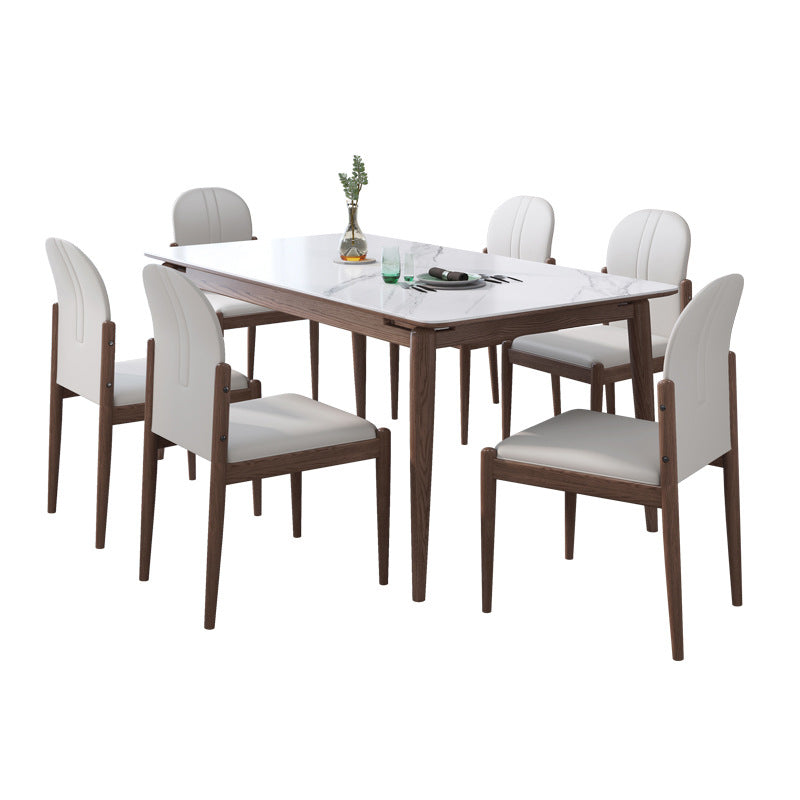 Modern Kitchen Dining Room Set with Sintered Stone Top and Solid Wood Base Dining Furniture