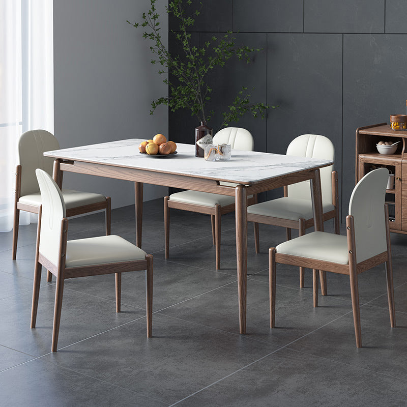 Modern Kitchen Dining Room Set with Sintered Stone Top and Solid Wood Base Dining Furniture