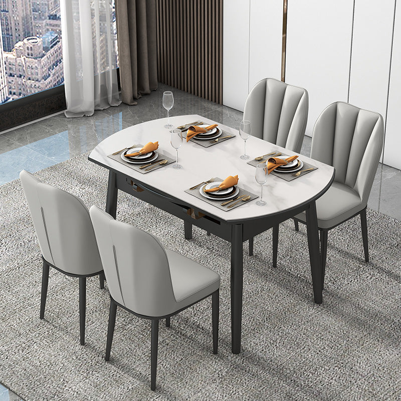 Kitchen Modern Sintered Stone Dining Table of Traditional Height with Space-Saving Dining Room Sets