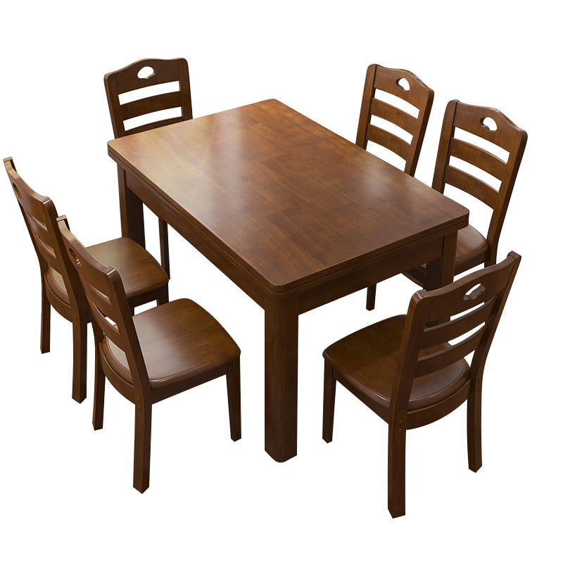 Traditional Standard Height Solid Wood Dining Table Rectangle Dining Room Set For Home