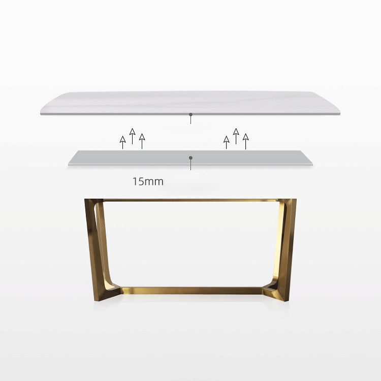 Home Scandinavian Style Sintered Stone Dining Bench Set Rectangular Dining Table with Trestle Base