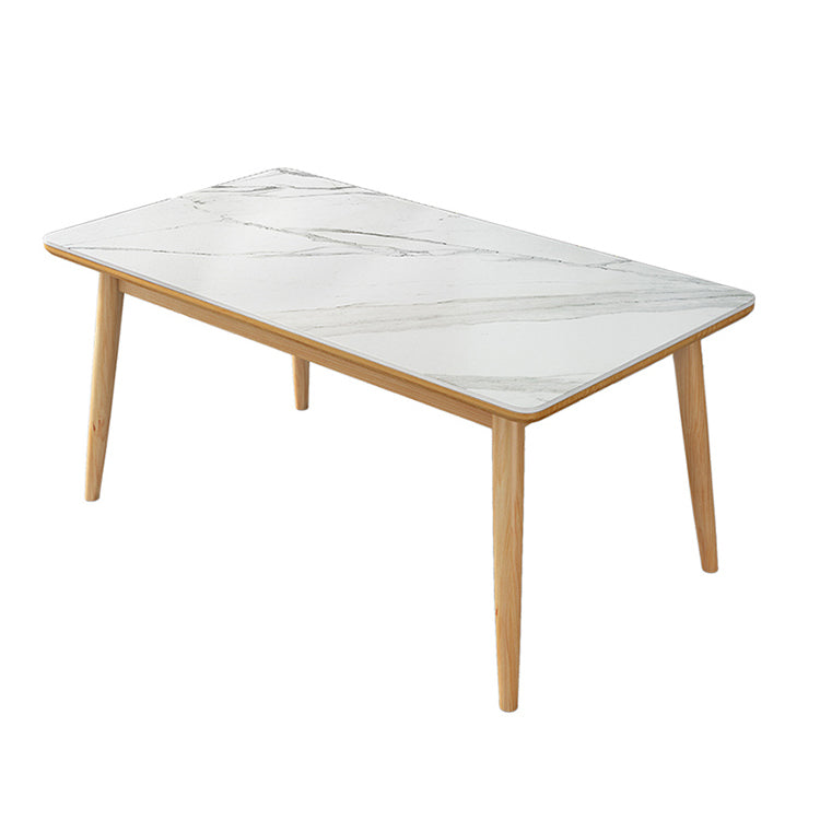 Modern Sintered Stone Dining Room Set with Rectangle Table and Wooden Base Dining Table Furniture