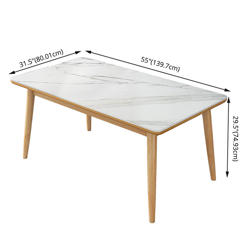 Modern Sintered Stone Dining Room Set with Rectangle Table and Wooden Base Dining Table Furniture