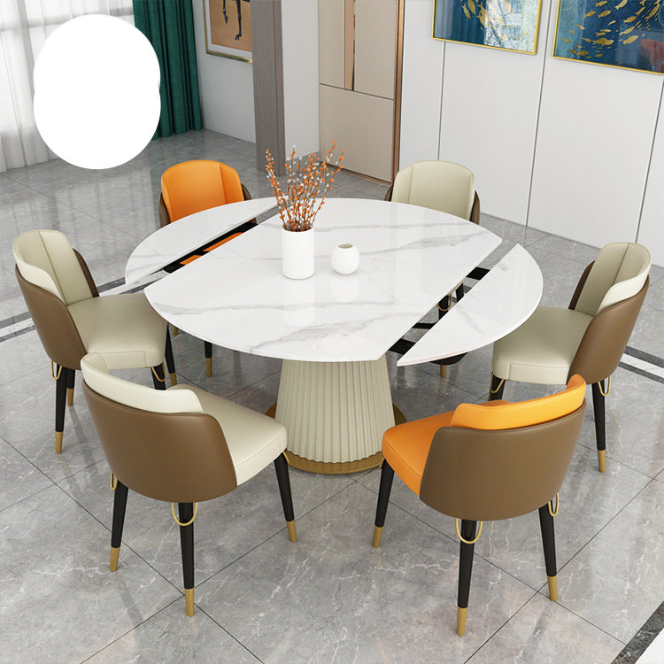 Modern Dining Room Set Standard Height with Sintered Stone Top and White Leg Formal Table Set