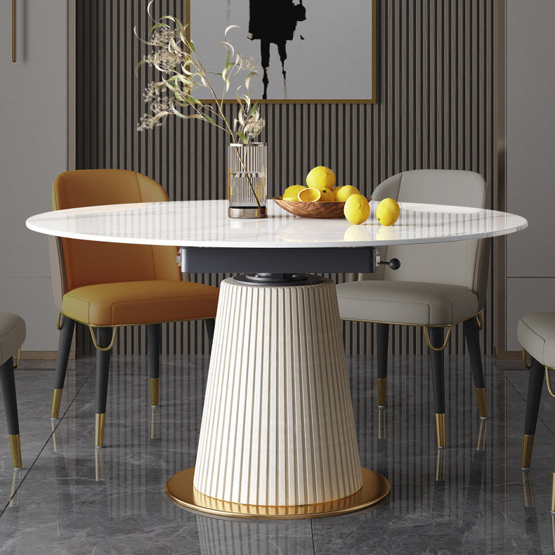 Modern Dining Room Set Standard Height with Sintered Stone Top and White Leg Formal Table Set