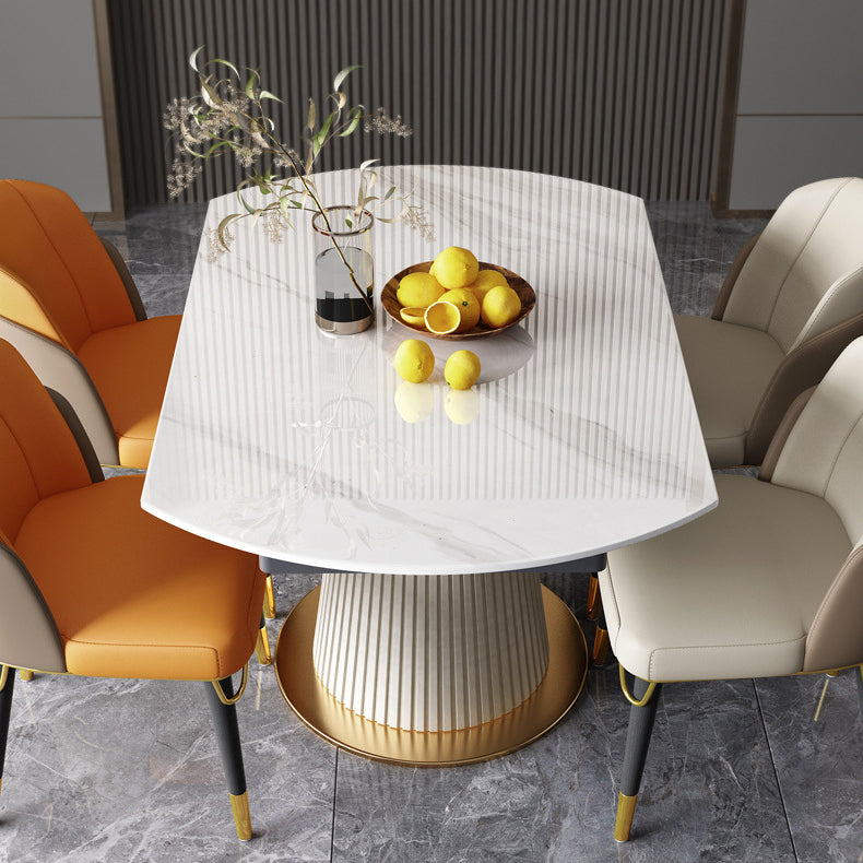 Modern Dining Room Set Standard Height with Sintered Stone Top and White Leg Formal Table Set