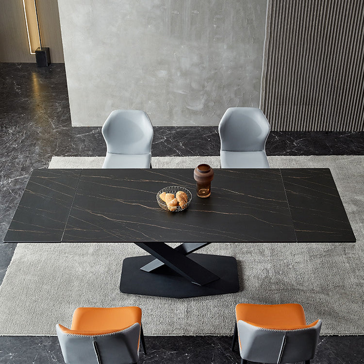 Minimalist Foldable Dining Set Standard Height with Black Base Dining Room Set for Home Use