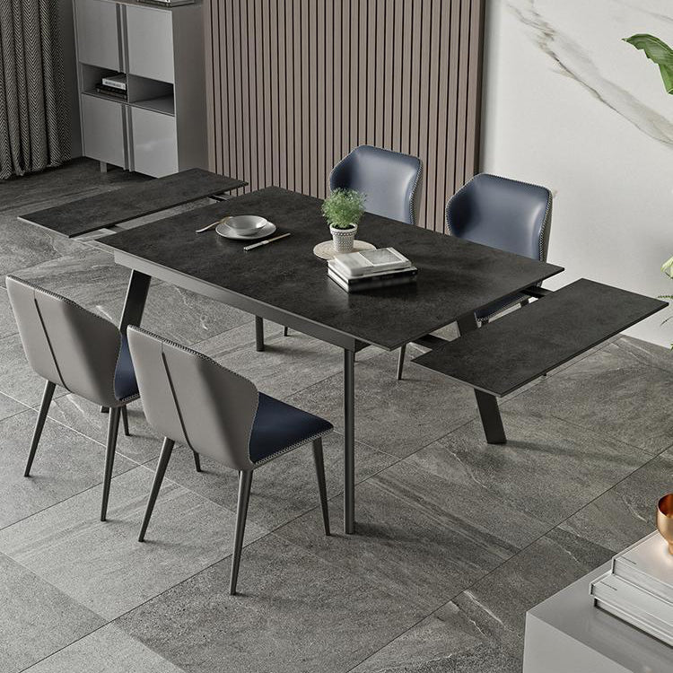 Modern Folding Dining Room Set Rectangle Sintered Stone with 4 Legs Base Formal Kitchen Table Set