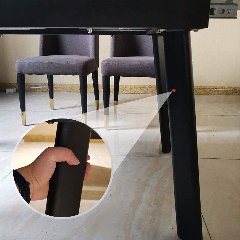 Modern Folding Dining Room Set Rectangle Sintered Stone with 4 Legs Base Formal Kitchen Table Set