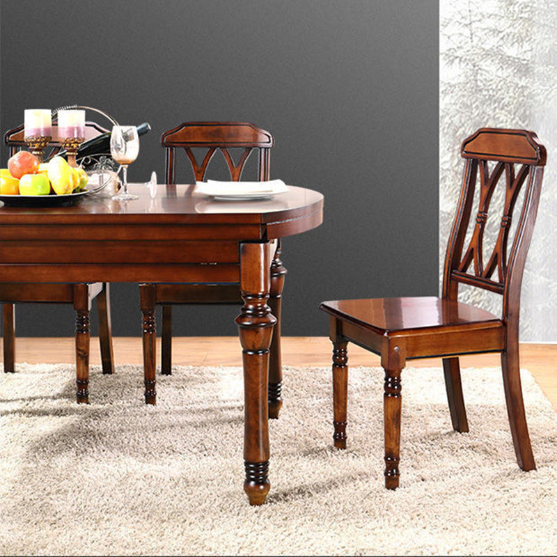 Traditional Solid Wood Dining Set Standard Height with Folding Top Dining Room Set