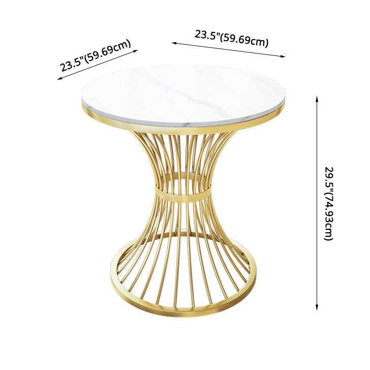 Sintered Stone Scandinavian Dining Room Table Set with Round Table and Metal Base Dinette Set