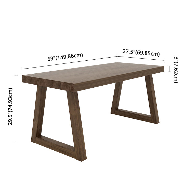 Fixed Solid Wood Top Kitchen Table Set with Double Pedestal Base Dining Table Sets for Home