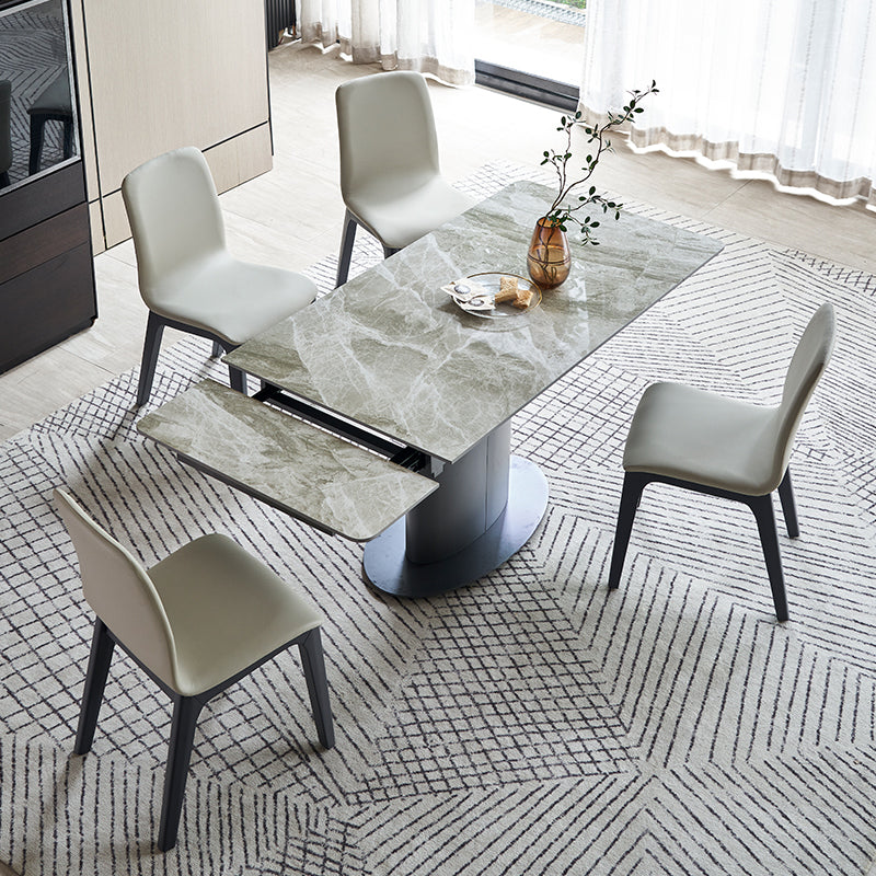 Contemporary Sintered Stone Dining Room Set Rectangle Dining Set with Built-in Storage Layer