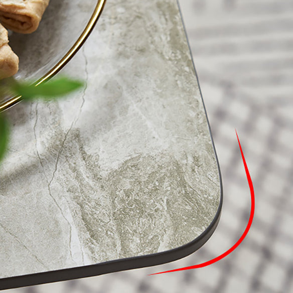 Contemporary Sintered Stone Dining Room Set Rectangle Dining Set with Built-in Storage Layer