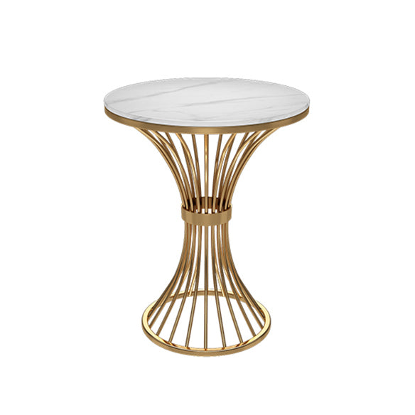 Round Scandinavian Style Dining Room Set Sintered Stone Dining Furniture Set with Metallic Base