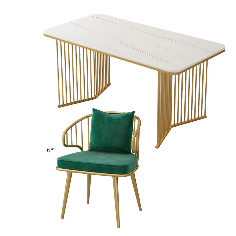 Scandinavian Sintered Stone Dining Room Furniture with Double Pedestal Table Dining Table Sets