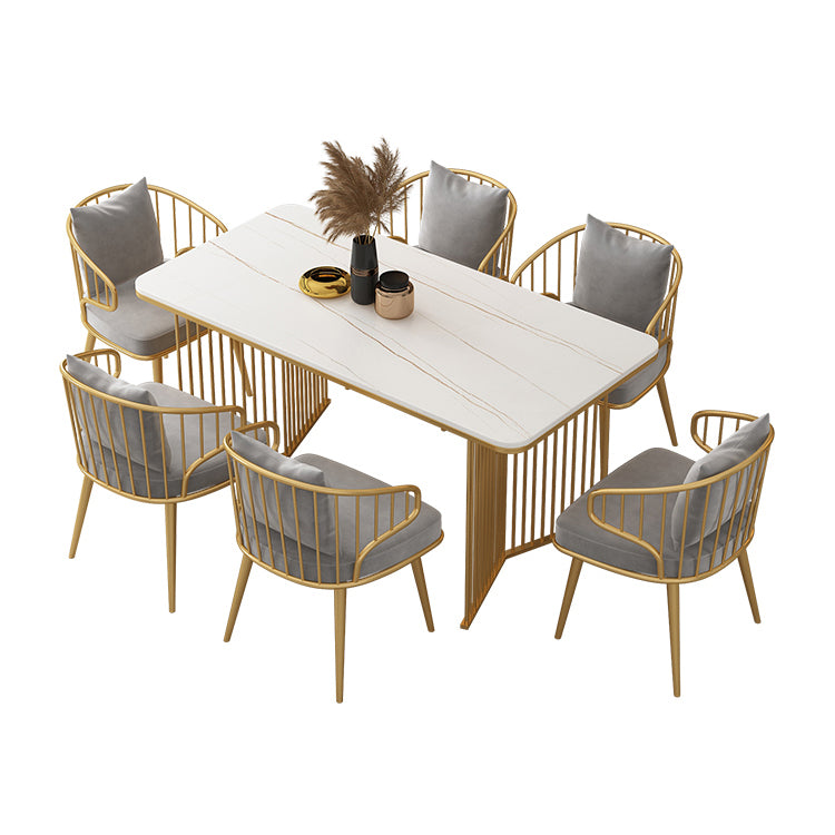Scandinavian Sintered Stone Dining Room Furniture with Double Pedestal Table Dining Table Sets