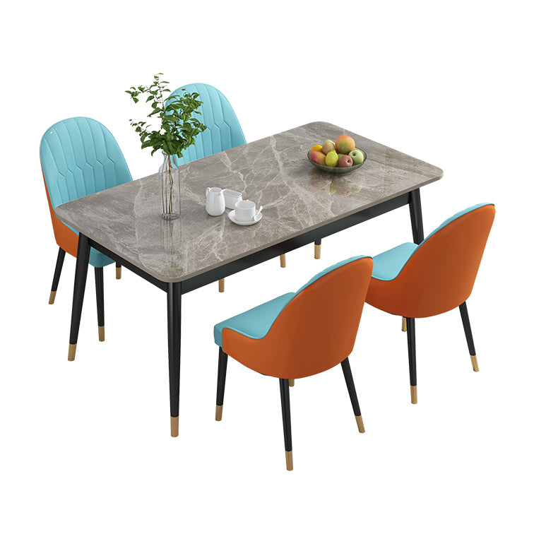 Rectangle Contemporary Style Dining Room Set Sintered Stone Dining Furniture Set with 4 Legs Table