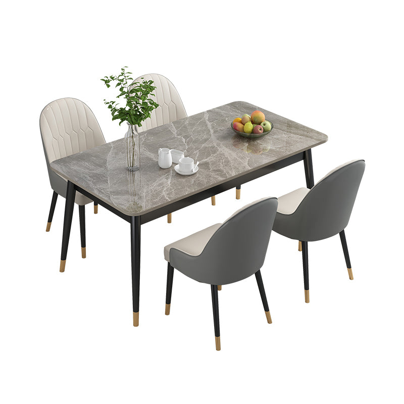 Rectangle Contemporary Style Dining Room Set Sintered Stone Dining Furniture Set with 4 Legs Table