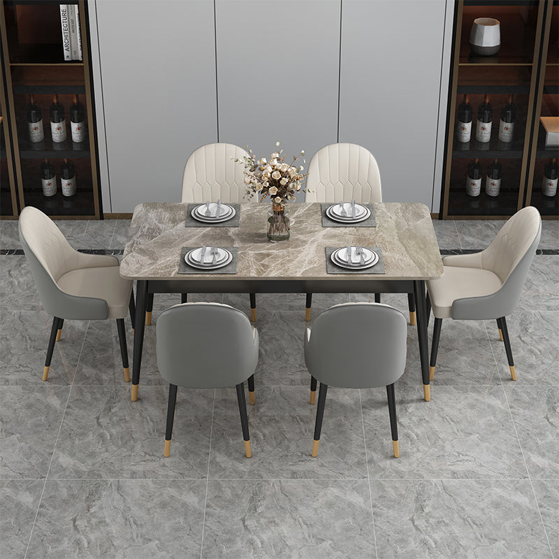Rectangle Contemporary Style Dining Room Set Sintered Stone Dining Furniture Set with 4 Legs Table