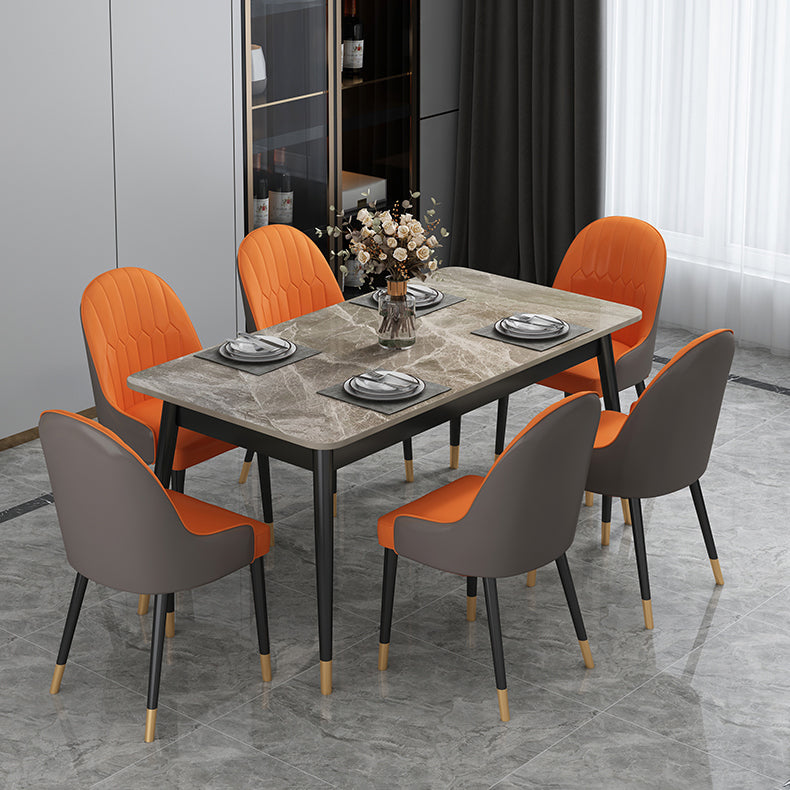 Rectangle Contemporary Style Dining Room Set Sintered Stone Dining Furniture Set with 4 Legs Table