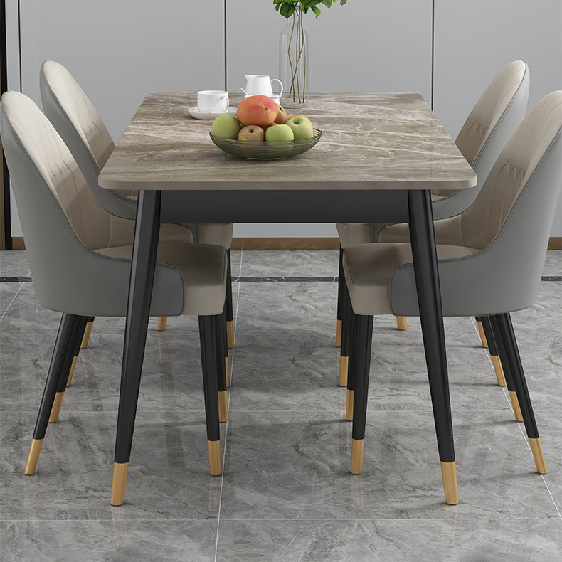 Rectangle Contemporary Style Dining Room Set Sintered Stone Dining Furniture Set with 4 Legs Table