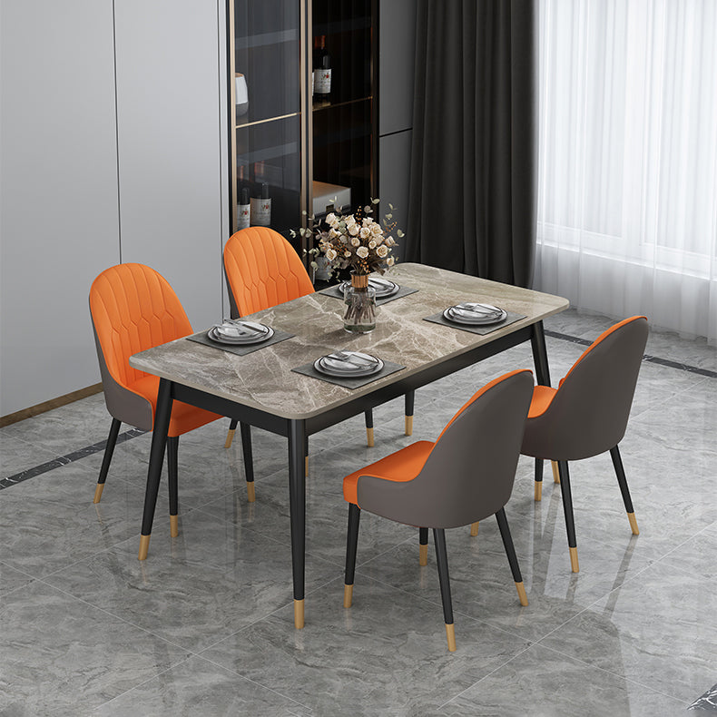 Rectangle Contemporary Style Dining Room Set Sintered Stone Dining Furniture Set with 4 Legs Table
