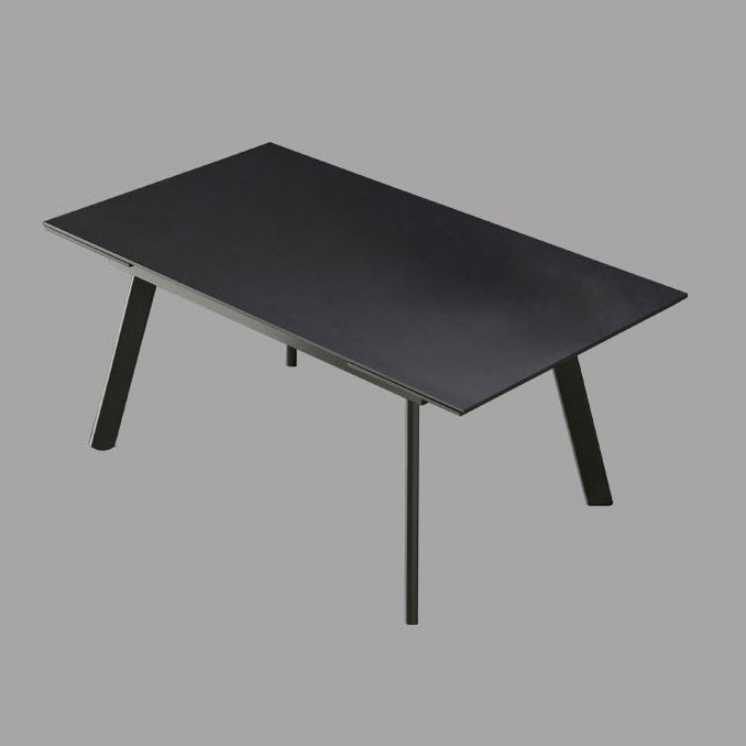 Contemporary Style Sintered Stone Dining Table with Black Fixed Table and 4 Legs Base