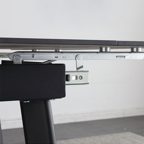 Contemporary Style Sintered Stone Dining Table with Black Fixed Table and 4 Legs Base